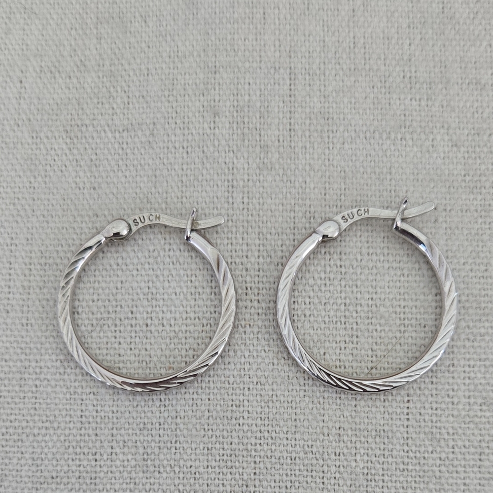 Engraved Silver Hoop Earrings